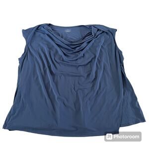 Lane Bryant Blue Cowlneck Wrap Top Wmns Sz 26/28/4X Work Office Career Stretch